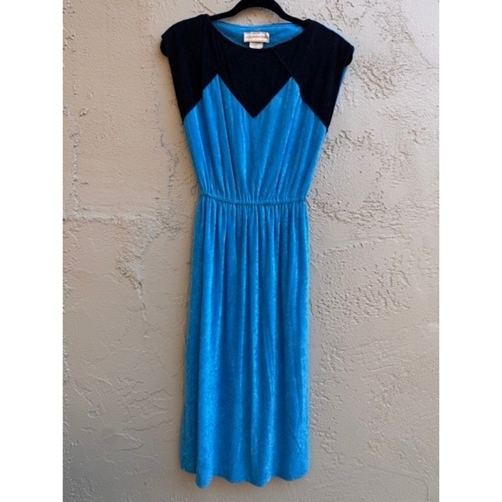 Vintage Blue and Black Midi Dress